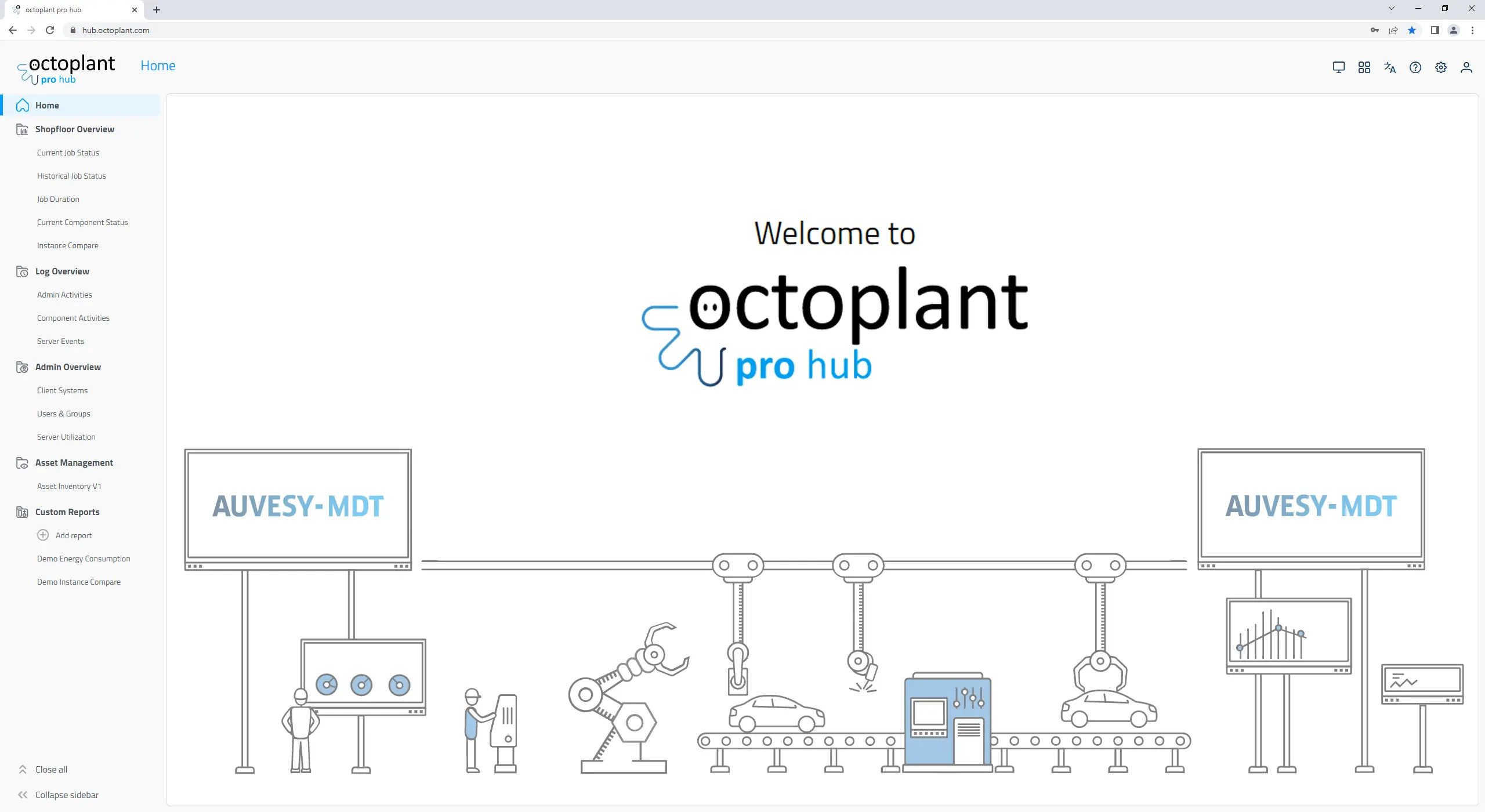 octoplant pro hub start page