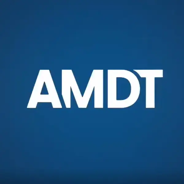 AMDT Logo mit blauem Hintergrnd